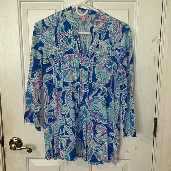 Lilly Pulitzer Sarasota Top in Into the Deep Bay Blue XS - Picture 1 of 7